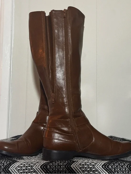 AEROSOLES Chestnut Brown Knee-High Leather Boots - Picture 2 of 5